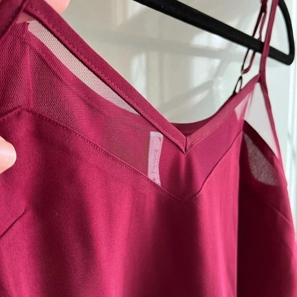 Burgundy Slip Tank with Mesh Detail at Top M - Picture 2 of 2